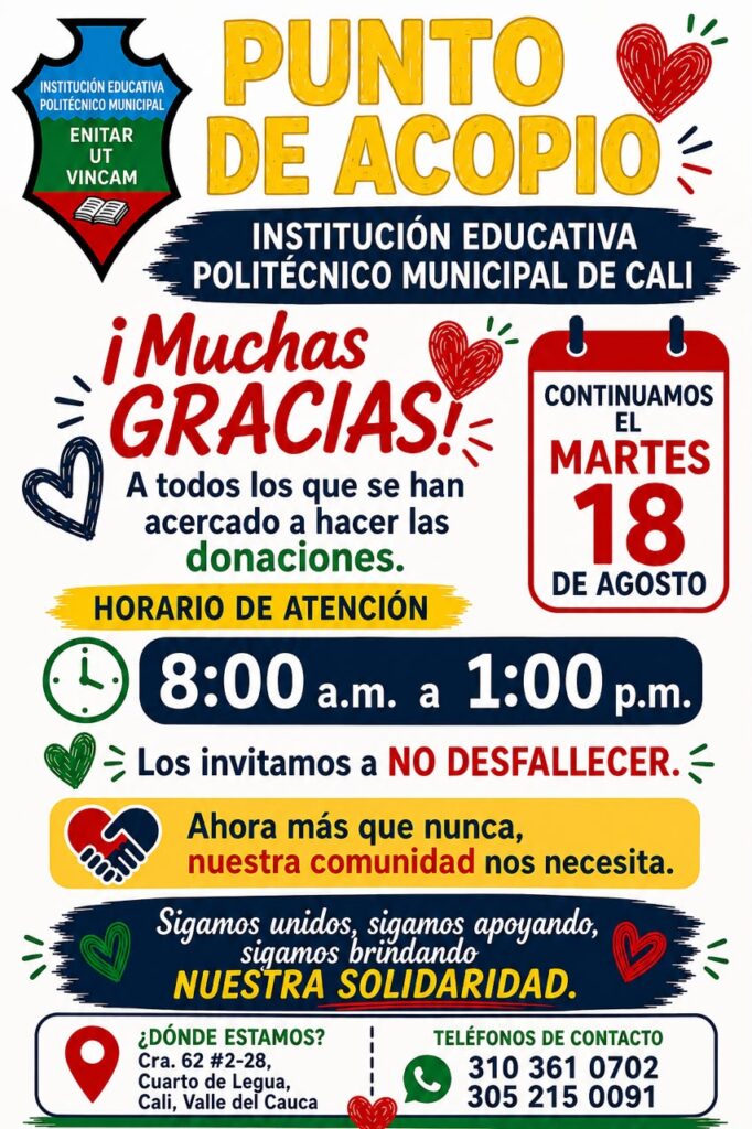 CONTINUAREMOS RECIBIENDO EN NUESTRO PUNTO DE ACOPIO EL MARTES 18 DE AGOSTO